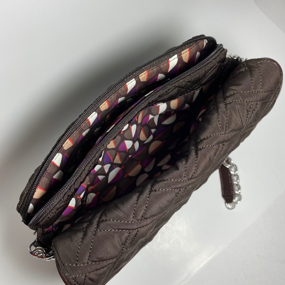 Vera Bradley Quilted microfiber Espresso Shoulder Crossbody EUC - Picture 7 of 9